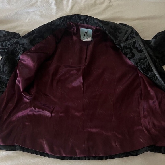 Marciano Women’s Black Jacquard Blazer Jacket Leather Trim Tapestry Size 4 - Picture 7 of 11